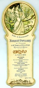 Menü eines Volksbanketts, organisiert in Carcassonne am 7. April