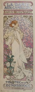 Plakat für „Die Kameliendame“ im Renaissance-Theater mit Henriette Rosine Bernard genannt Sarah Bernhardt (1844-1923) - von Mucha von Alphonse Mucha