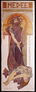 Plakat für „Medee“ aufgeführt von Henriette Rosine Bernard genannt Sarah Bernhardt (1844-1923) im Renaissance-Theater. Illustration von Alphonse Mucha (1860-1939) Paris, Decorative Arts von Alphonse Mucha