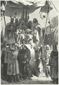 Saladin beobachtet gefangene Christen nach der Eroberung Jerusalems von Alphonse Marie de (after) Neuville