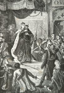 Maria Theresia von Österreich mit dem zukünftigen Joseph II. vor den ungarischen Magnaten von Alphonse Marie de Neuville