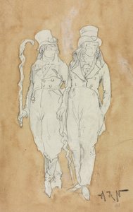Zwei junge Männer der Mode stehend, zweite Hälfte des 19. Jahrhunderts von Alphonse Marie de Neuville