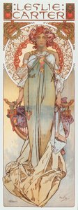 Werbeillustration von Alphonse Mucha, die die Bühnenschauspielerin Leslie Carter in ihrem neuen Stück „Kassa“ darstellt, 1908 von Alphonse Mucha