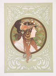 Byzantinische Köpfe: Brünette, 1897 von Alphonse Mucha