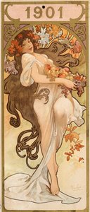 Kalender für das Jahr 1901, um 1900 von Alphonse Mucha