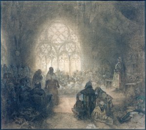 Georg von Podebrad und Papstlegat F. de Valle, 1462 von Alphonse Mucha