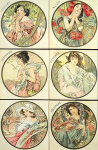 Juli / August / September / Oktober / November / Dezember von Alphonse Mucha