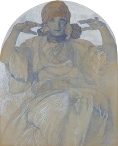 Porträt der Tochter des Künstlers, Jaroslava, ca. 1924 von Alphonse Mucha