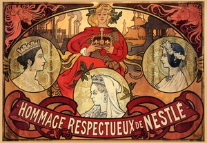 Plakat für Nestlé, Hommage an das Diamantjubiläum von Königin Victoria, 1897