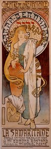 Plakat für das Stück „La Samaritaine“ von Edmond Rostand, aufgeführt von Henriette Rosine Bernard, genannt Sarah Bernhardt (1844-1923), 1897 im Théâtre de la Renaissance. Zeichnung von Alphonse Mucha (1860-1939) von Alphonse Mucha