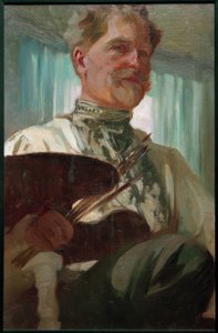 Selbstporträt mit Palette von Alphonse Mucha
