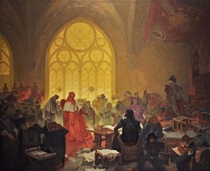 Der Hussitenkönig Georg von Podiebrad Der Zyklus Das Slawische Epos von Alphonse Mucha