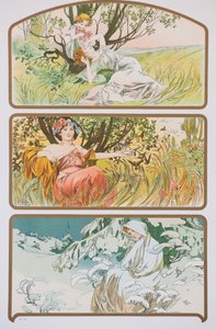Drei Jahreszeiten, ca. 1898 von Alphonse Mucha