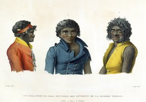 Port Jackson, New Holland: Eingeborene aus der Region des Nepean-Flusses, aus 