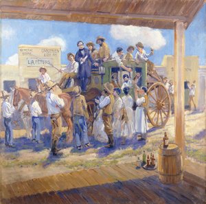 Gouverneur Burnett überreicht die Staatsurkunde an San Jose, Kalifornien, ca. 1925 von Alson Skinner Clark