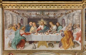 Presbyterium, Achter südlicher Bogen, Das letzte Abendmahl, Altobello Melon von Altobello Melone