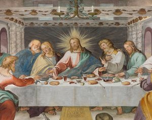 Presbyterium, achter südlicher Spann, Das letzte Abendmahl, Altobello Melone von Altobello Melone