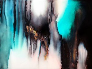 Abstrakter Teal-Gold-Fluss