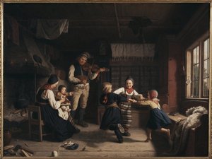 Sonntagabend in einem Bauernhaus in Dalarna von Amalia Lindegren