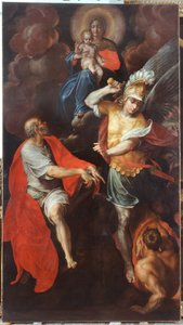 Madonna mit Kind und St. Johannes der Evangelist und St. Michael von Ambrogio Giovanni Figino