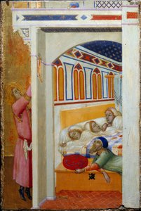 Die Barmherzigkeit des Heiligen Nikolaus von Bari (oder St. Nikolaus von Myra, 270-345) von Ambrogio Lorenzetti