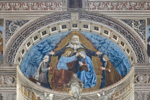Krönung der Jungfrau Maria mit Gott und dem Heiligen Geist zwischen Francesco und Ludovico Sforza