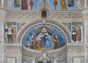 Krönung der Jungfrau Maria mit Gott und dem Heiligen Geist zwischen Francesco und Ludovico Sforza