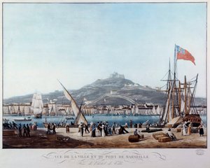 Ansicht des Hafens von Marseille während der Restauration von Ambroise Louis Garneray