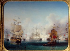 Unabhängigkeitskrieg von Griechenland: Ansicht der Seeschlacht von Navarin am 20.10.1827, 1827