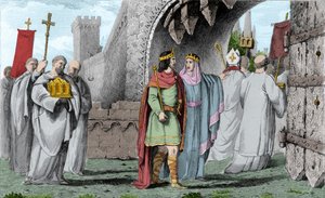 Chilperich I. (539-584) in einer religiösen Prozession