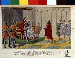 Ludwig VIII genannt „Der Löwe“ (1187 - 1226), Kapetinger-Dynastie, antwortet mit Stolz und Festigkeit auf einen Gesandten von König Heinrich III. Tatsächlich führte er Krieg gegen Heinrich III., der sich geweigert hatte, seiner Krönung beizuwohnen, als Her