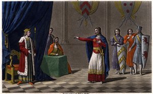 Ludwig V. der Faule (ca. 967-987), zum König von Frankreich ausgerufen durch den Schutz von Hugo Capet, dem zukünftigen König von Frankreich, im Jahr 986. Gezeichnet und graviert von Ambroise Tardieu im Jahr 1825.