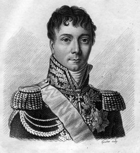 Porträt von Charles Etienne Gudin de la Sablonniere (1768 -1812) französischer General. In „Porträts der französischen Generäle nach den Siegen und Eroberungen der Franzosen“. Gravur von Ambroise Tardieu 1818. Stella Sammlung.