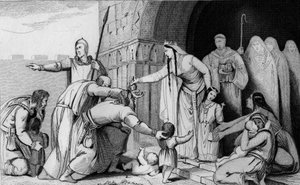 Königin Bathild 626 oder 627 bis 680 gibt den Armen Geld - Batilde (oder Bathilde, Frau von Clovis II) hebt eine Abgabe auf, die die Gallier pro Kopf zahlten, da einige Eltern, die zu arm waren, um zu zahlen, ihre Neugeborenen sterben ließen - Chelles Abbe von Ambroise Tardieu