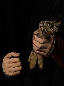 Detail des Porträts von Otho Stochoven von Ambrosius Benson