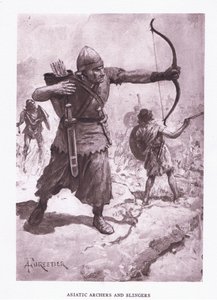 Asiatische Bogenschützen und Schleuderer, Illustration aus Der römische Soldat, 1928