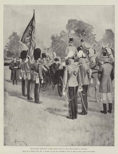 Ihre Majestät überreicht eine neue Staatsflagge an die Scots Guards in Windsor