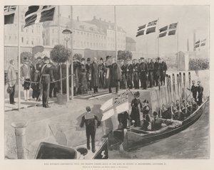 König Edwards Kontinentaltour, Seine Majestät verabschiedet sich vom König von Schweden in Helsingborg, 20. September von Amedee Forestier