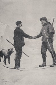 Treffen der Polarforscher Frederick George Jackson und Fridtjof Nansen, Franz-Josef-Land, 1896 von Amedee Forestier