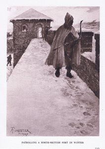 Patrouille in einem nordbritischen Fort im Winter, Illustration aus Der römische Soldat, 1928 von Amedee Forestier