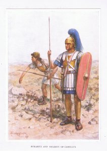 Rorarius und Triarius bei Camillus, Illustration aus Der römische Soldat, 1928