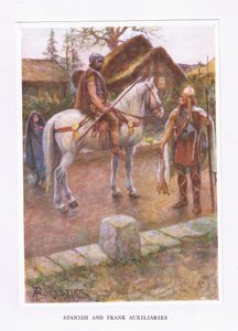 Spanische und fränkische Hilfstruppen, Illustration aus Der römische Soldat, 1928 von Amedee Forestier