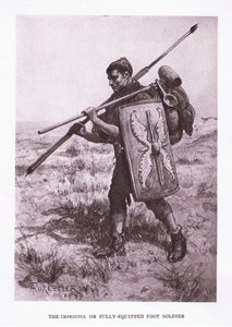 Der Impeditus oder voll ausgerüstete Fußsoldat, Illustration aus Der römische Soldat, 1928 von Amedee Forestier