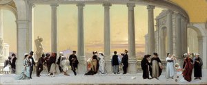 Personen auf der Terrasse des Longchamp-Palastes in Marseille von Amedee Ternante Lemaire