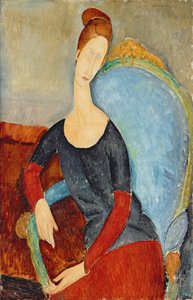 Mme Hébuterne in einem blauen Stuhl, 1918