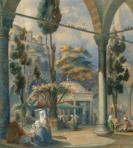 Hof der Sultan-Bayezid-Moschee in Konstantinopel von Amedeo Preziosi