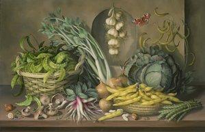 Knoblauch und Radieschen und ein Pfauenfalter, 1997