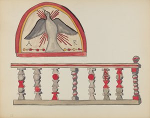 Teller 10: Heiliger Geist (Lunette): Aus dem Portfolio "Spanische Kolonialdesigns von New Mexico" von American 20th Century