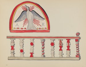 Tafel 10: Heiliger Geist Lunette: Aus dem Portfolio "Spanische Kolonialdesigns von New Mexico" von American 20th Century