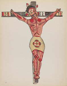 Tafel 27: Christus gekreuzigt, Mora: Aus dem Portfolio "Spanische Kolonialdesigns von New Mexico" von American 20th Century